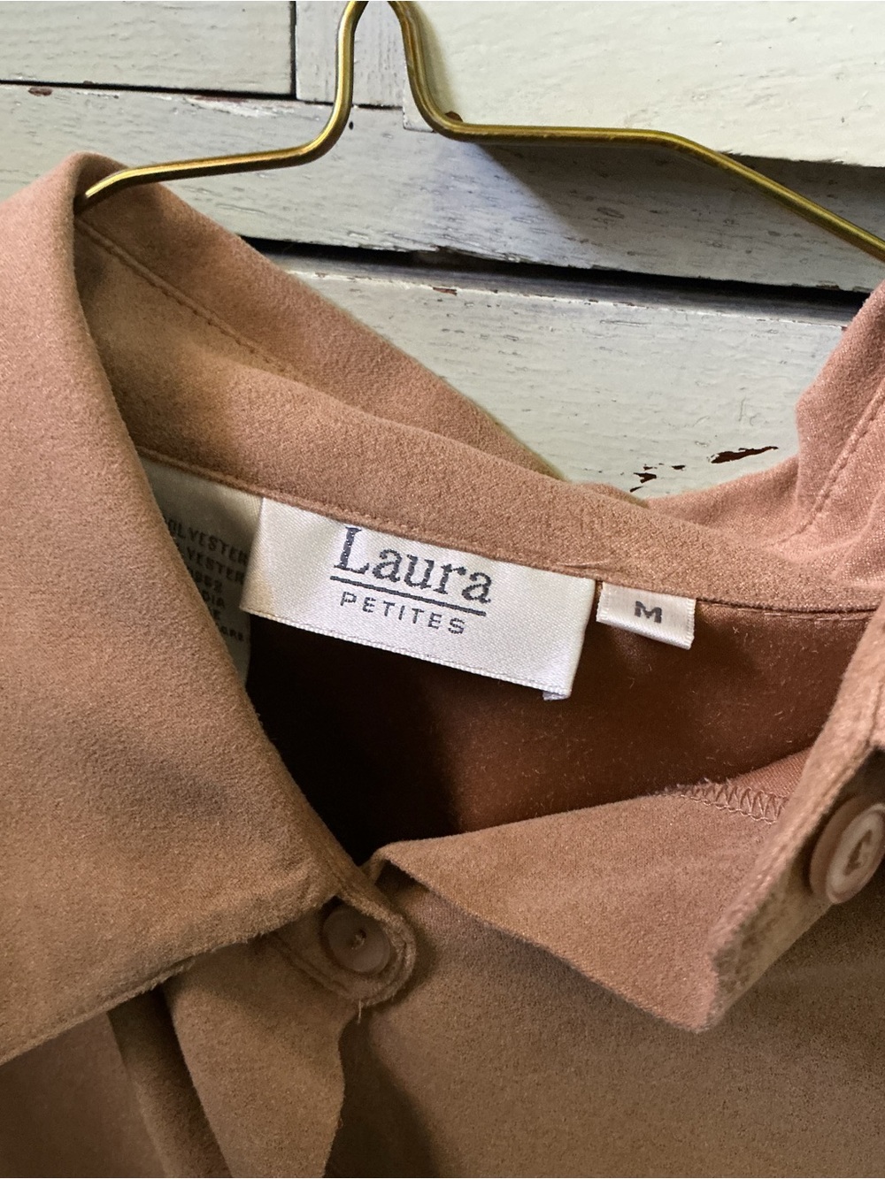 Blush Tan Suede-Look Button Front Jacket - Picture 2 of 3